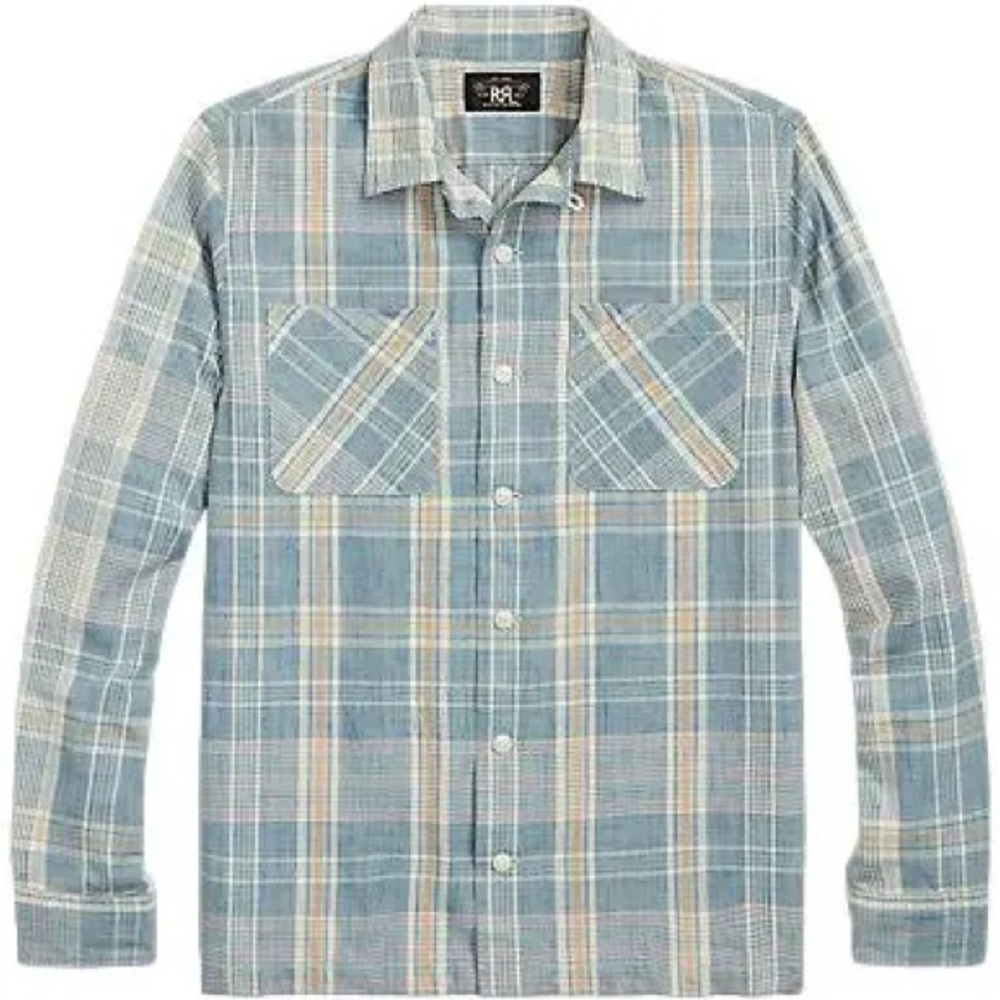 Ralph Lauren Double RL Men's Blue Plaid Shirt